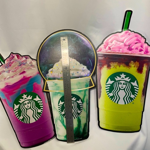 Starbucks Cafe Crystal Ball, Zombie & Unicorn Frappuccino Promo Display Signs - Picture 4 of 14